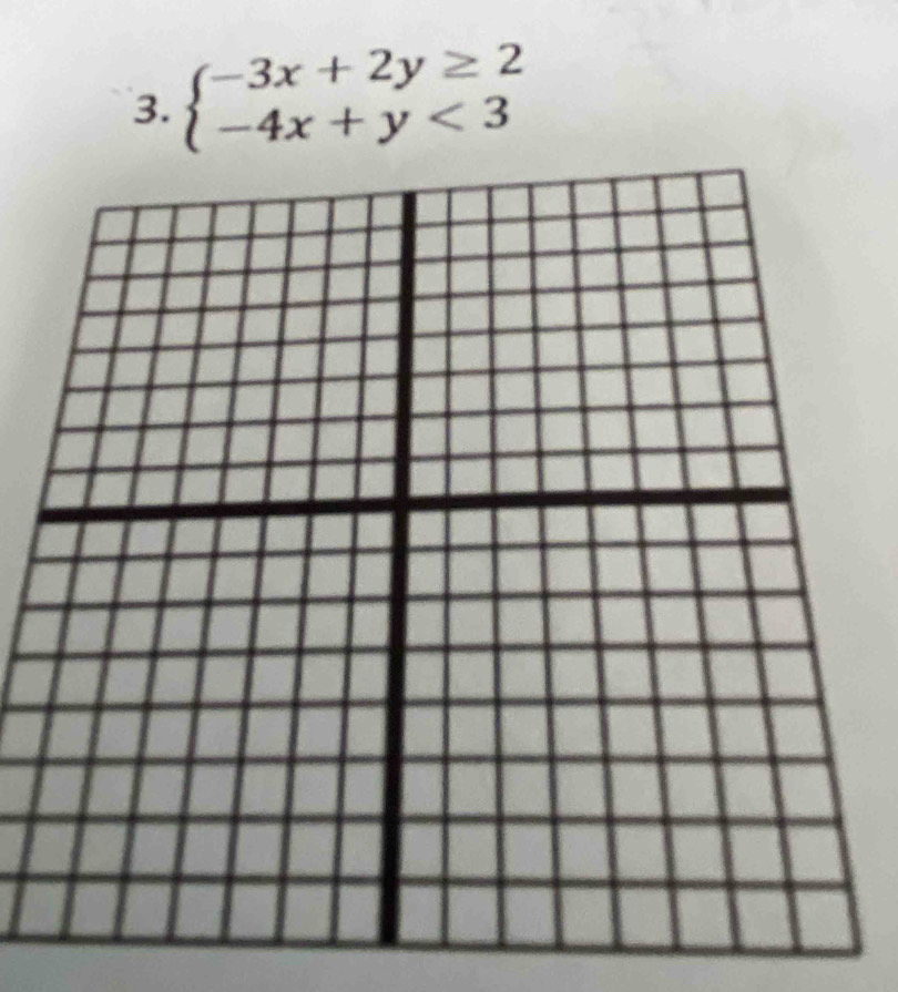 beginarrayl -3x+2y≥ 2 -4x+y<3endarray.