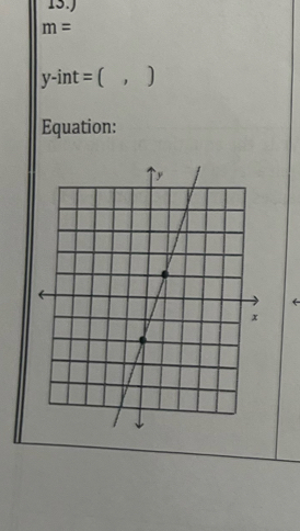 15.)
m=
y-int = ( ， 
Equation: