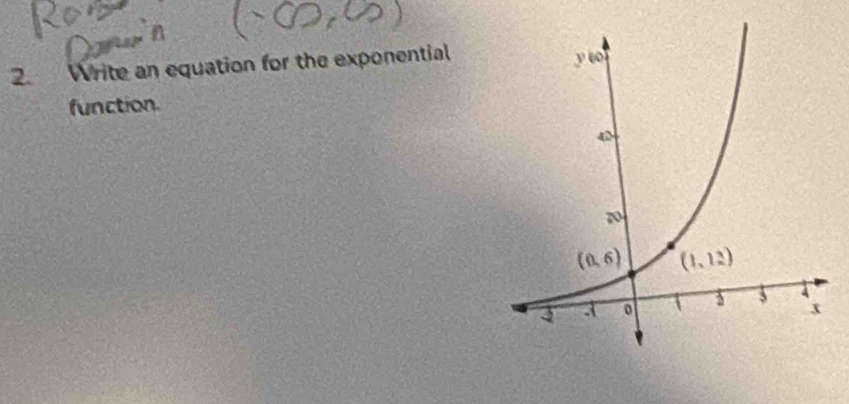 Write an equation for the exponential
function.