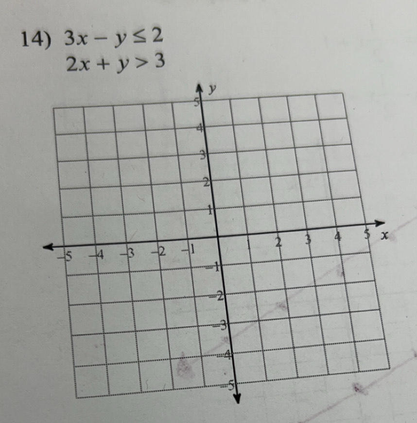 3x-y≤ 2
2x+y>3