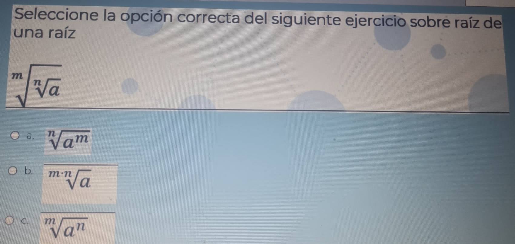 Resuelto:Seleccione la opción correcta del siguiente ejercicio sobre ...