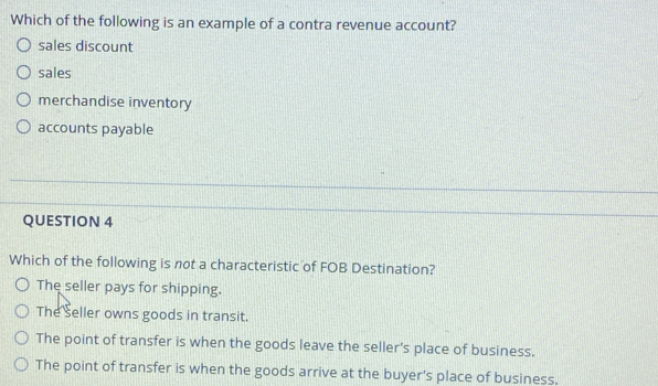 Solved: Which of the following is an example of a contra revenue ...