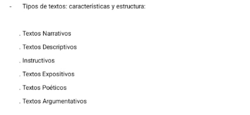 Resuelto:Tipos de textos: características y estructura: Textos ...
