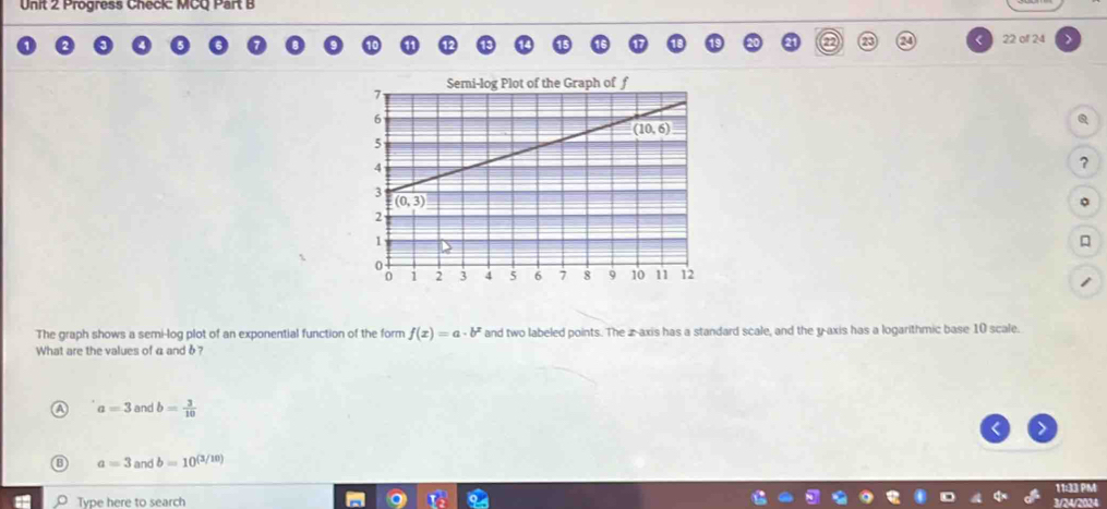 Solved: Progress Check: MCQ Part B 22 22 of 24 Q ? 。 The graph shows a ...