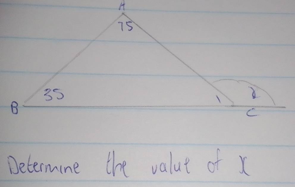 Determine the valut of x