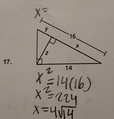 x^2=14(16)
x^2=224
x=4sqrt(14)