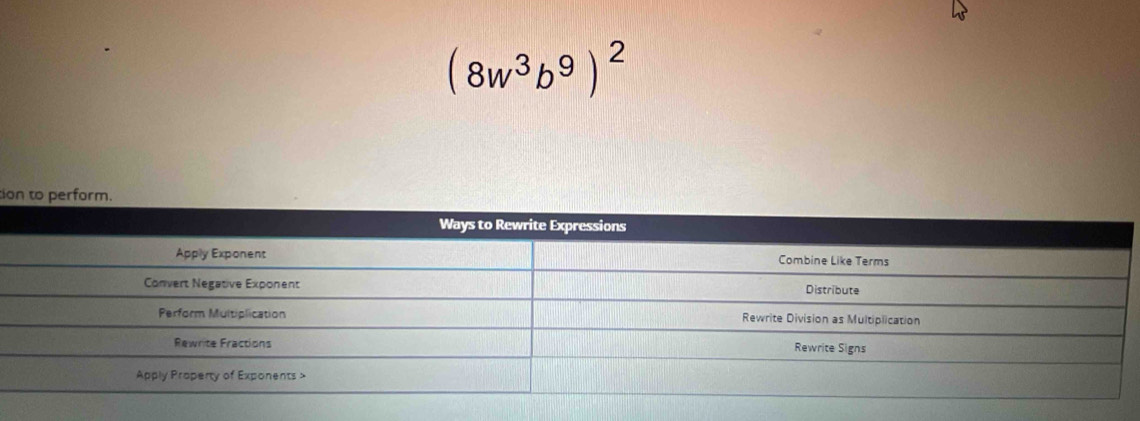 (8w^3b^9)^2
tio