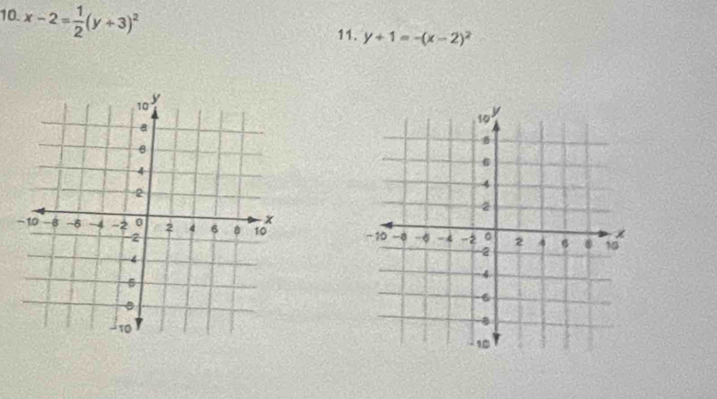 x-2= 1/2 (y+3)^2
11. y+1=-(x-2)^2