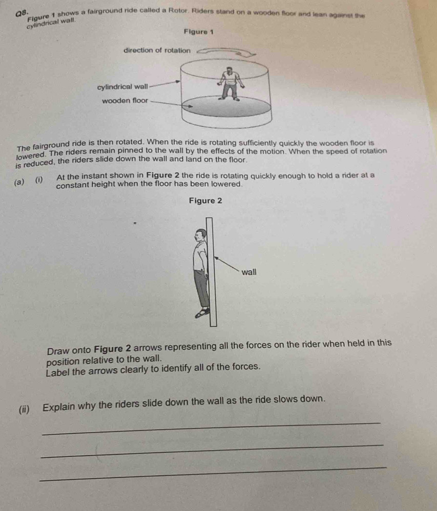 Solved: Figure 1 shows a fairground ride called a Rotor. Riders stand ...