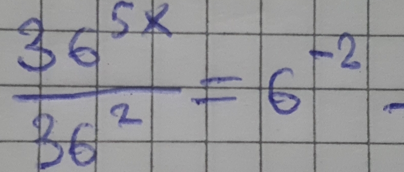  36^(5x)/36^2 =6^(-2)-