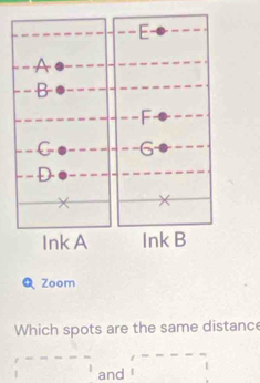 Zoom 
Which spots are the same distance 
and