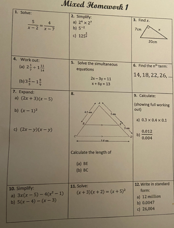 Mixed Homework 1
rm:
6, ...
king
1dard