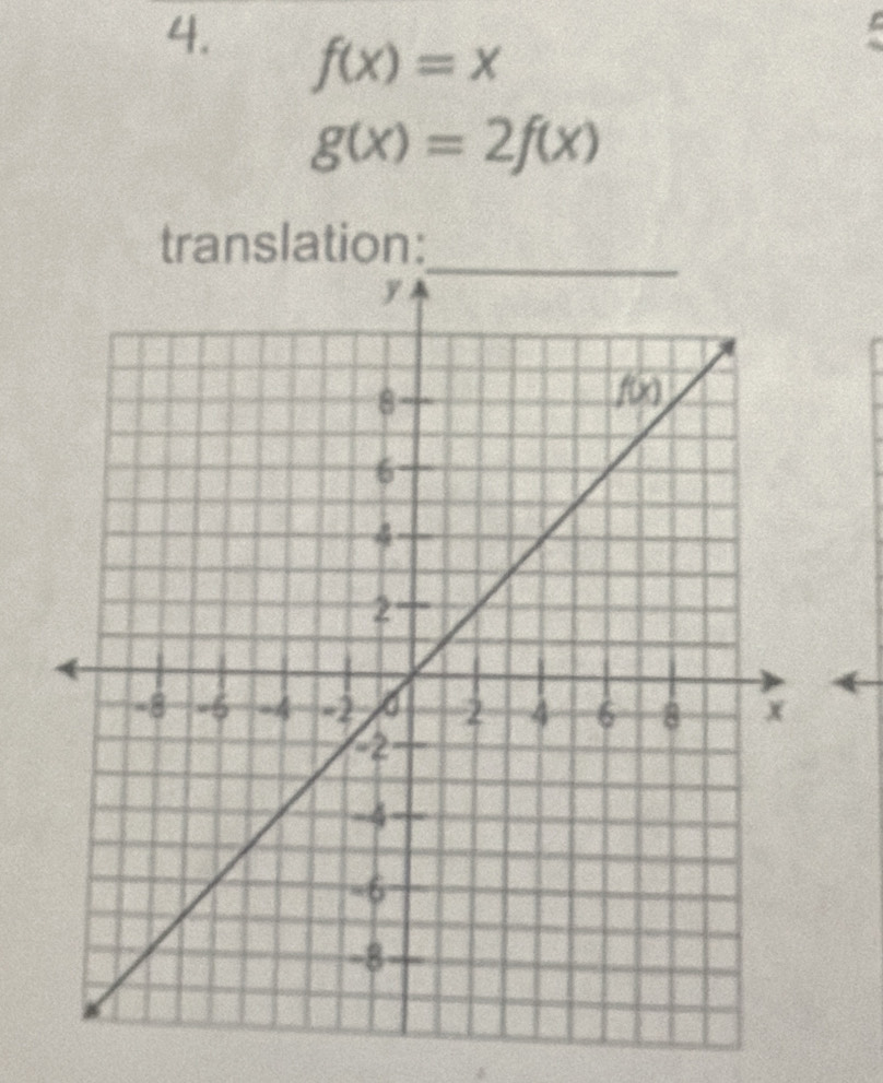 f(x)=x
g(x)=2f(x)
translation: