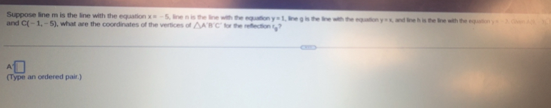 Solved: Suppose line m is the line with the equation x=-5 , line n is ...