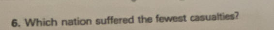 Which nation suffered the fewest casualties?