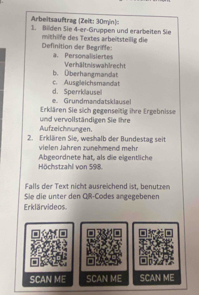 Solved: Arbeitsauftrag (Zeit: 30min): 1. Bilden Sie 4 -er-Gruppen und ...