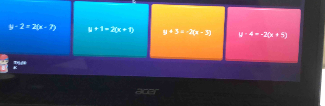 y-2=2(x-7) y+1=2(x+1) y+3=-2(x-3) y-4=-2(x+5)