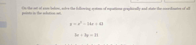 Solved: On the set of axes below, solve the following system of ...