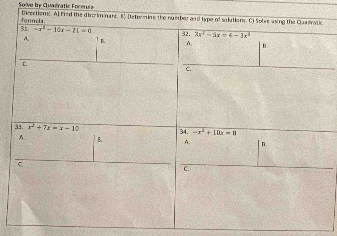 Solve by Quadratic Formula