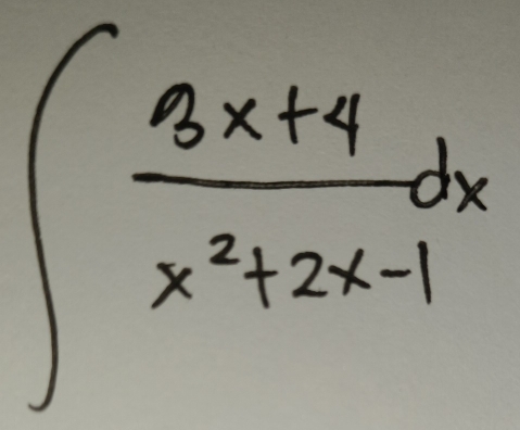 ∈t  (3x+4)/x^2+2x-1 dx