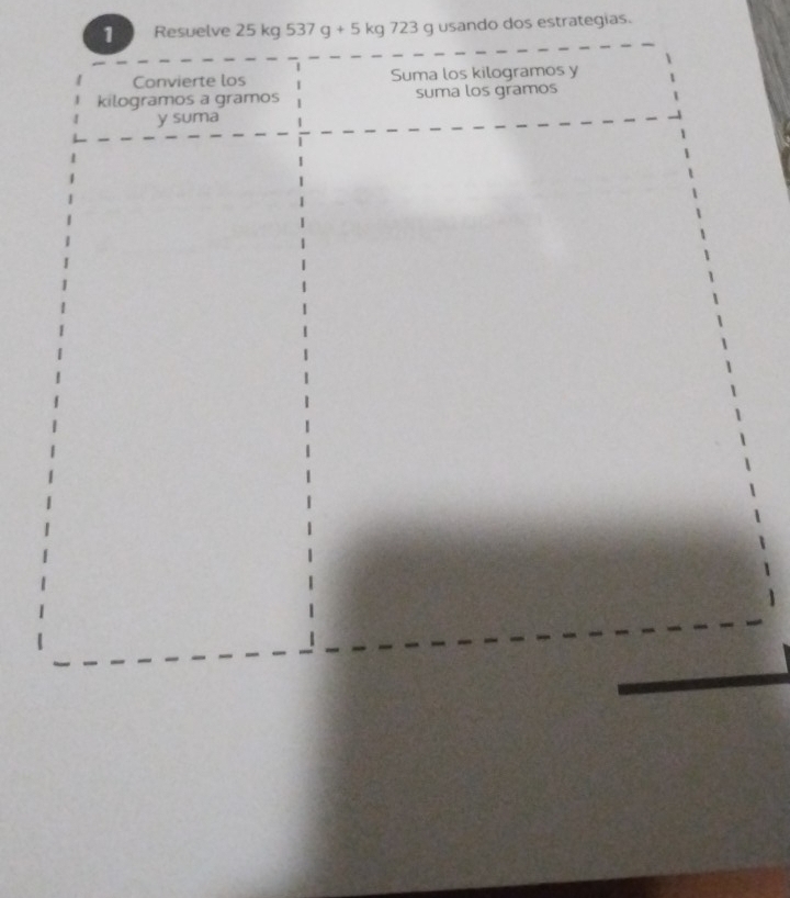 Resuelve 5b g537g+5kg 723 g usando dos estrategias.