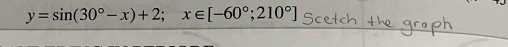 y=sin (30°-x)+2; x∈ [-60°;210°]