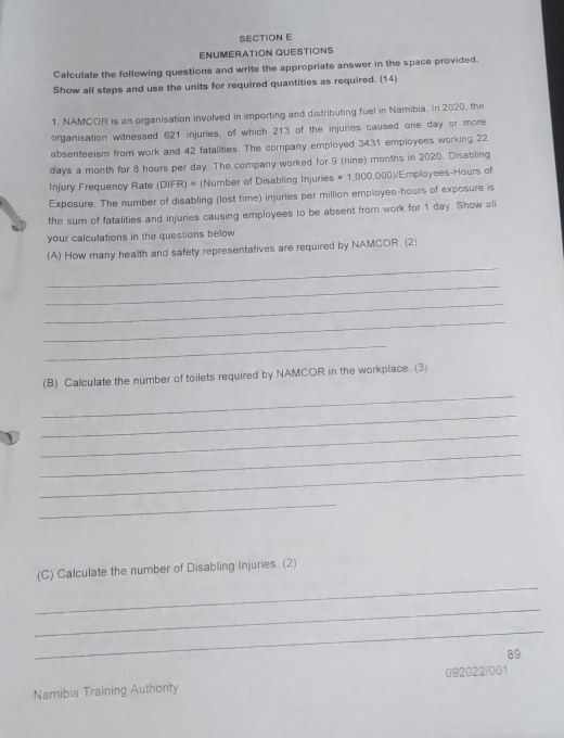 Solved: ENUMERATION QUESTIONS Calculate the following questions and ...