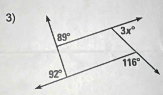 3x°
89°
116°
92°