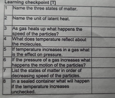 Learning checkpoint [T]
6
7
8