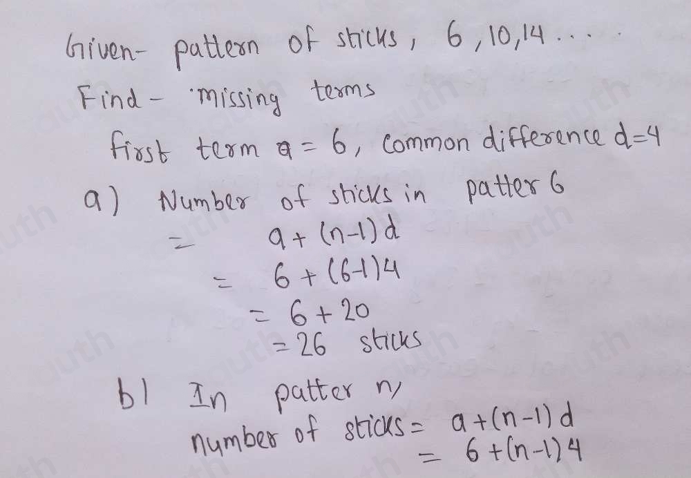 Solved: Here is a pattern made from sticks: a) How many sticks would be ...