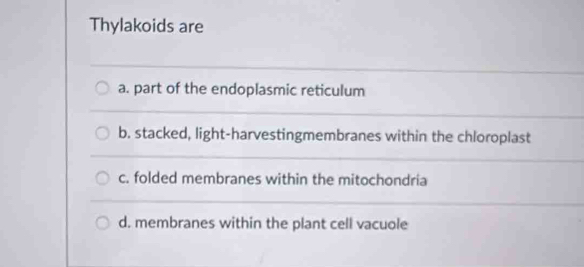 Thylakoids are