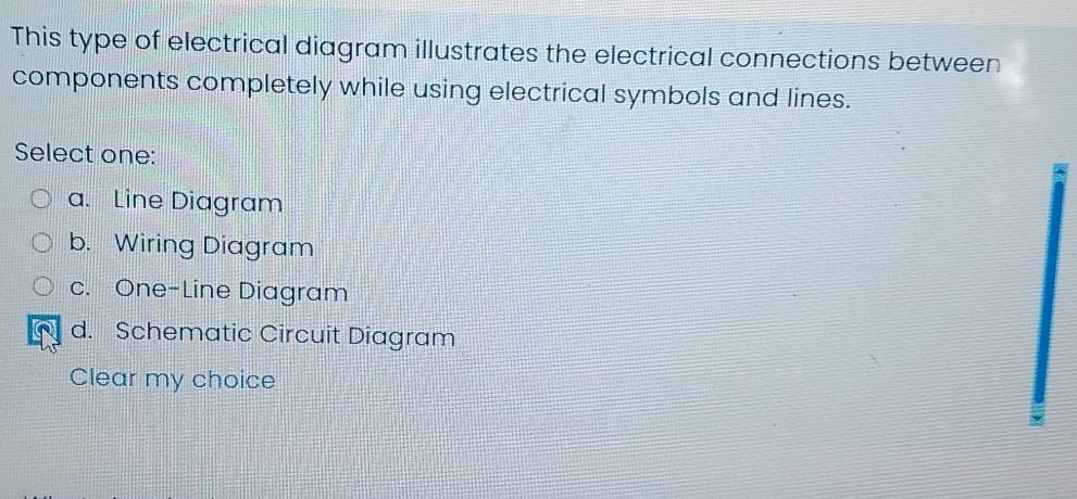 Solved: This type of electrical diagram illustrates the electrical ...