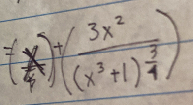 ( x/4 )+(frac 3x^2(x^3+1) 3/4 )