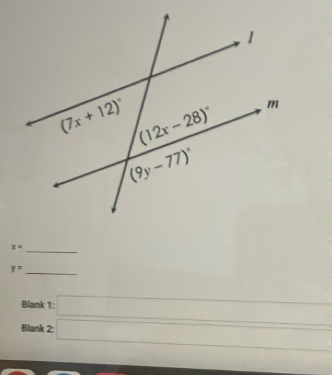 x= _
y= _
Blank
Blank  1/2 □