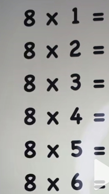 8* 1=
8* 2=
8* 3=
8* 4=
8* 5=
8* 6