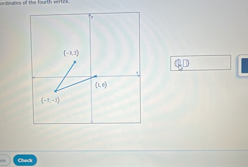 ordinates of the fourth vertex.
on Check