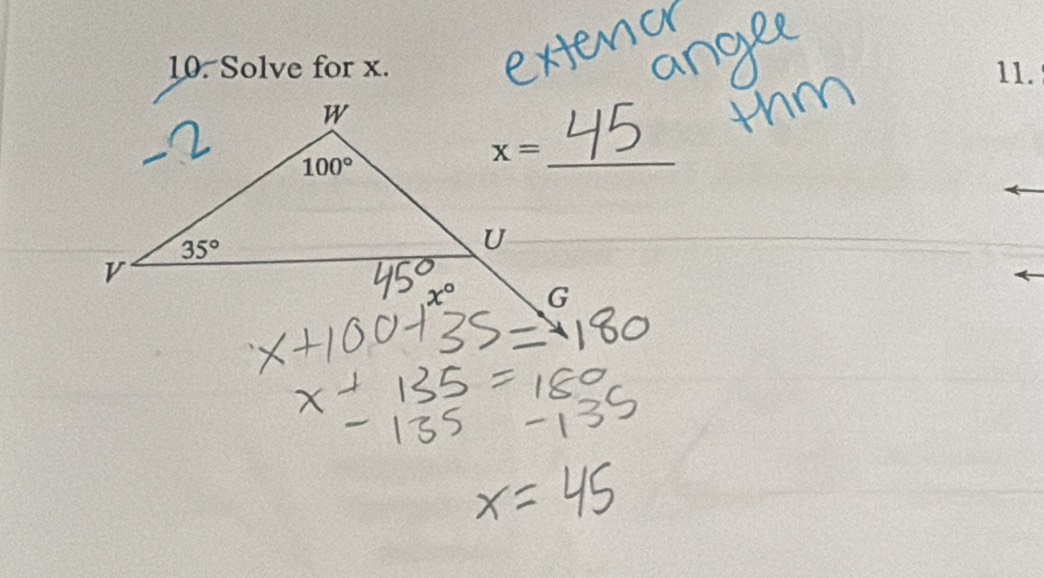 Solve for x. 11.