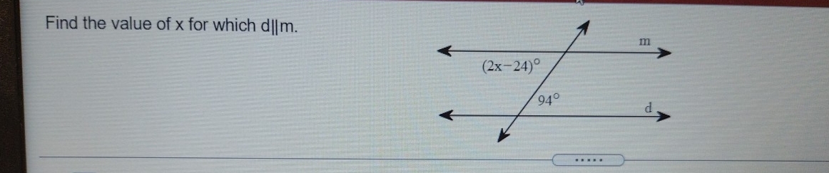 Find the value of x for which d||m. 
.....