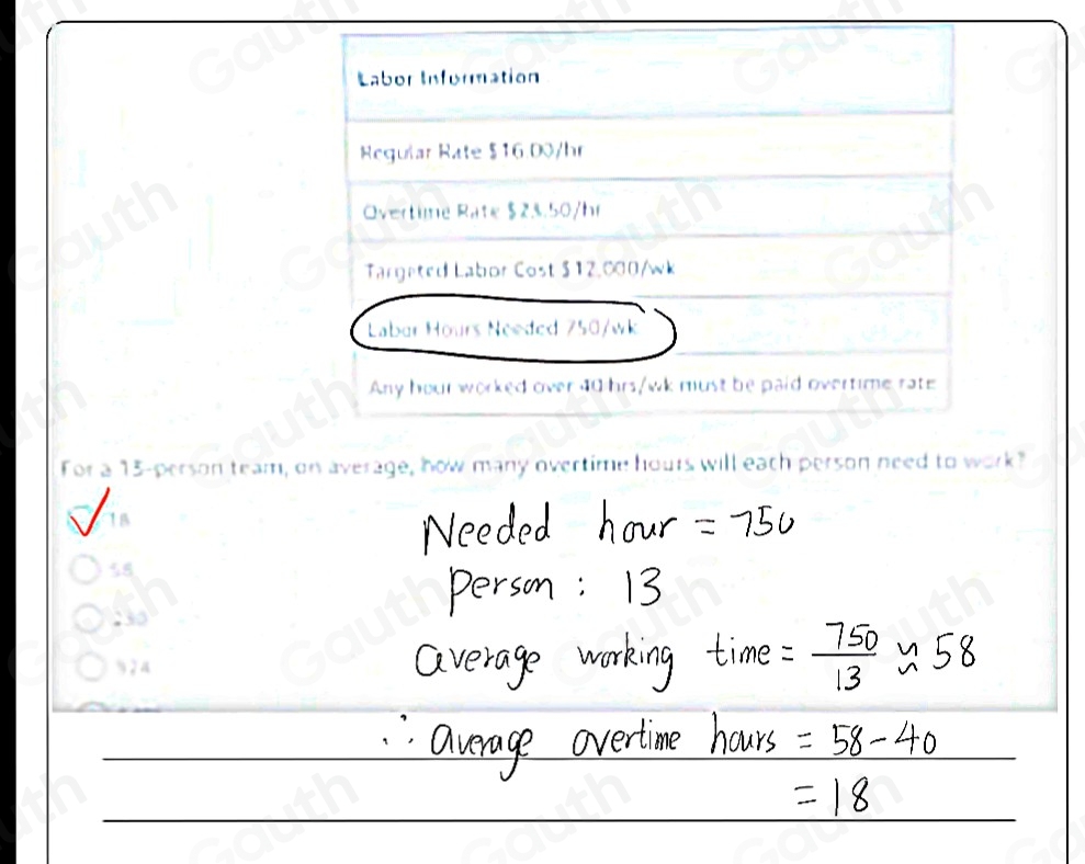 Solved: For a 13 -person team, on average, how many overtime hours will ...