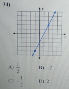 A)  1/2  B) -2
C) - 1/2  D) 2