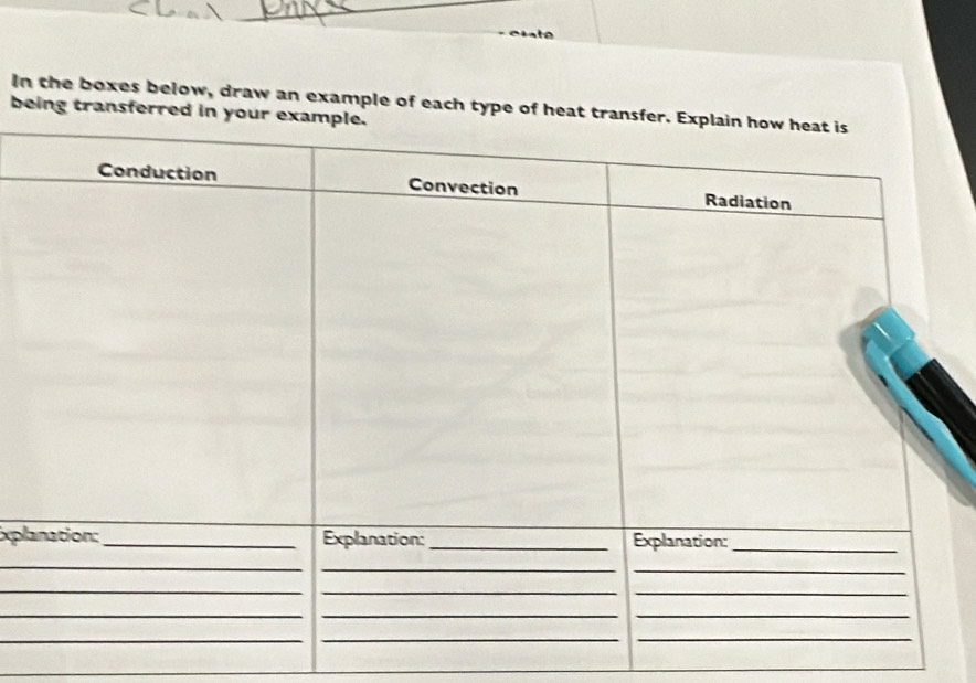 In the boxes below, draw an exampl 
be 
xpl