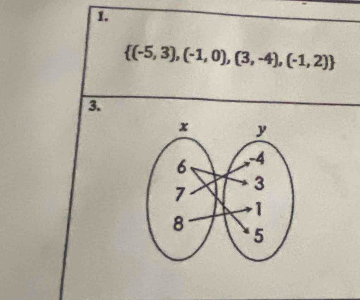  (-5,3),(-1,0),(3,-4),(-1,2)
3.