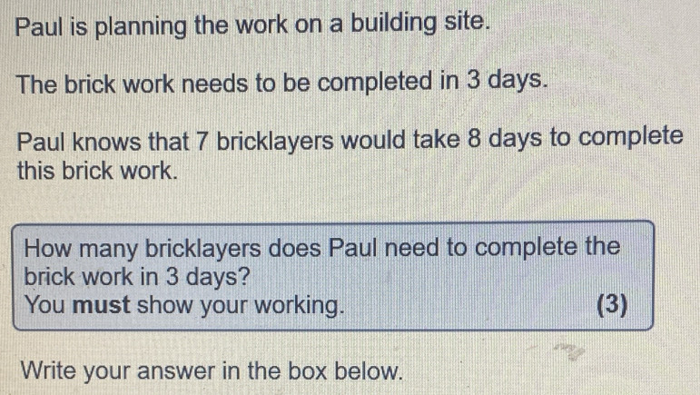 Solved: Paul is planning the work on a building site. The brick work ...