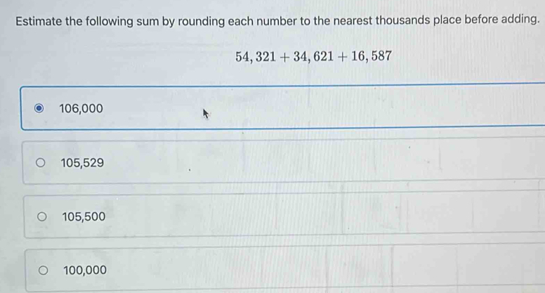 Solved: Estimate the following sum by rounding each number to the ...