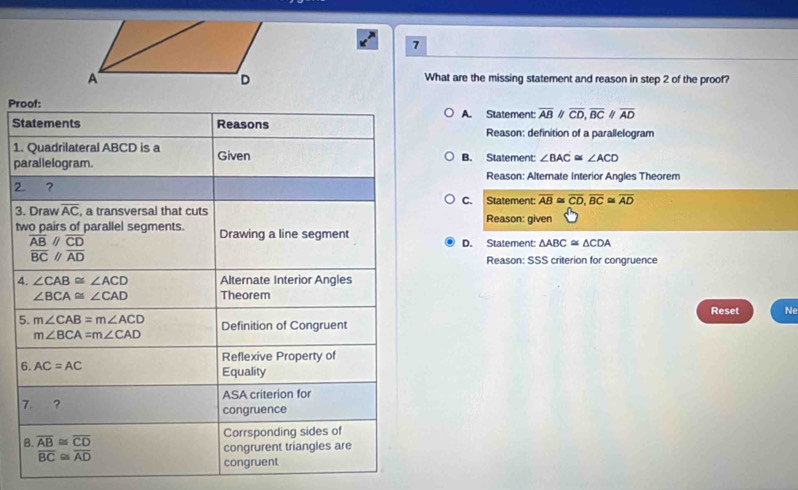 Solved: What are the missing statement and reason in step 2 of the ...