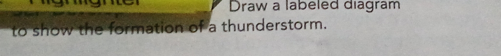 Draw a labeled diagram 
to show the formation of a thunderstorm.