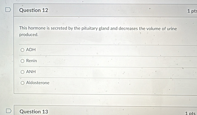 pt 
Question 13 1 ots