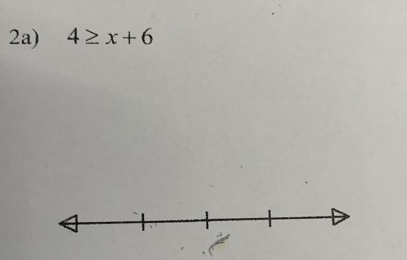 2a) 4≥ x+6