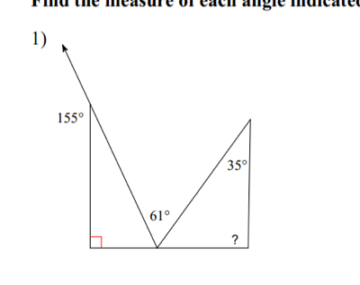 Fid the measure of each angle mdicate
1)