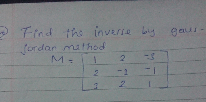 Find the inverse by gaus-
fordan method